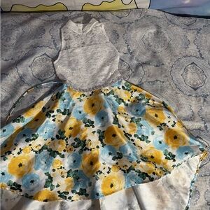 Floral Lace Dress with Yellow and Blue Flowers